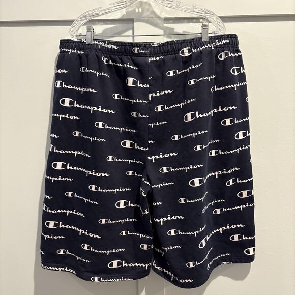 Champion Shorts Mens 2XLT Navy Blue All Over Print Logo Athletic Big Tall - Picture 6 of 13